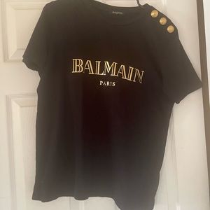 Balmain button embellished t shirt